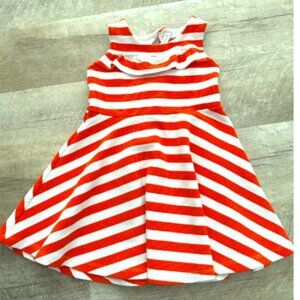 JANIE & Jack Girls Orange/White Stripe Sleeveless Fit&Flare Size 3